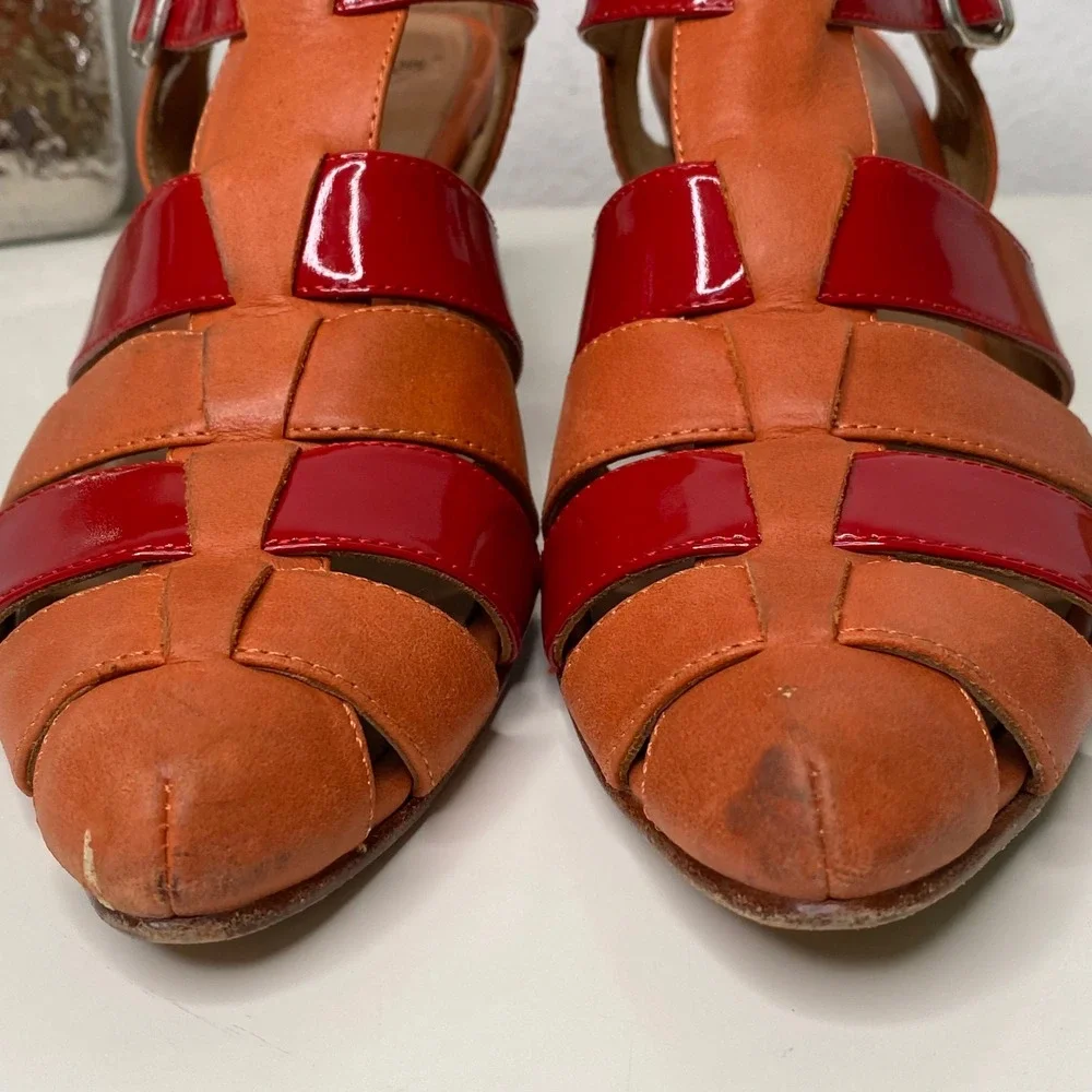 John Fluevog The Purpose‎ Objective Fisherman Heeled Sandals Multi Color Size 10